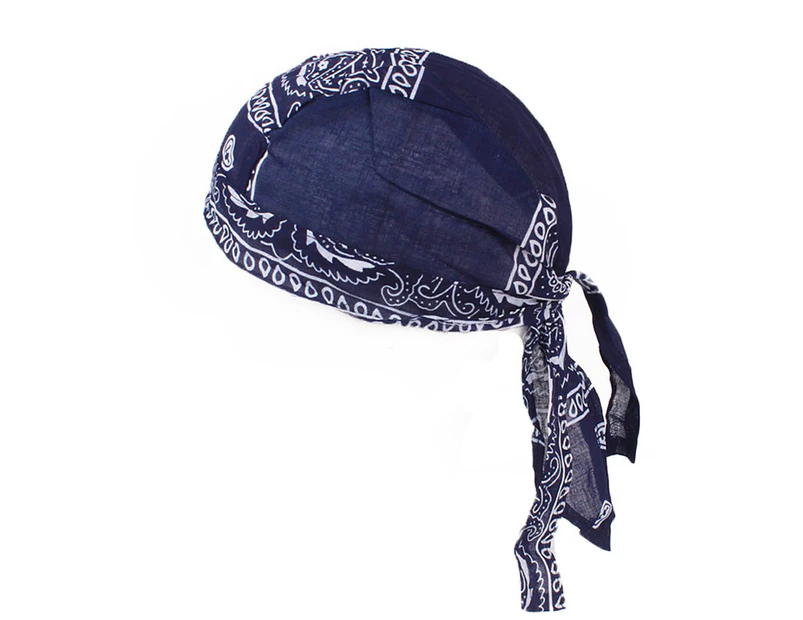 Cotton Men Women Pirates Cycling Cap Bike Headband Hat Bandana Headcloth - Navy Blue