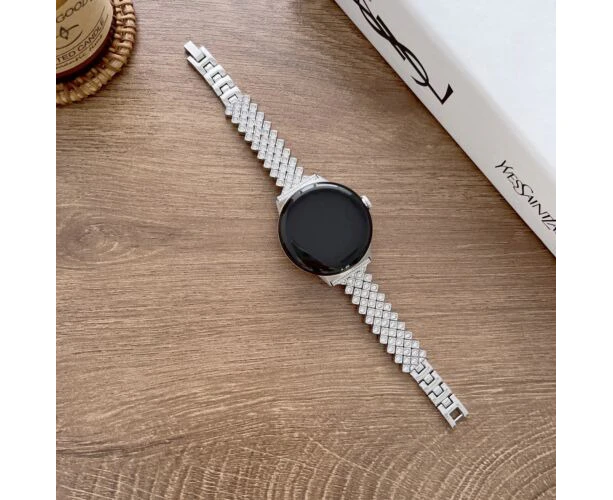 Bling Diamond Jewelry Stainless Steel Metal Style Adjustable Replacement Strap WristBand for Google Pixel Watch(Silver)