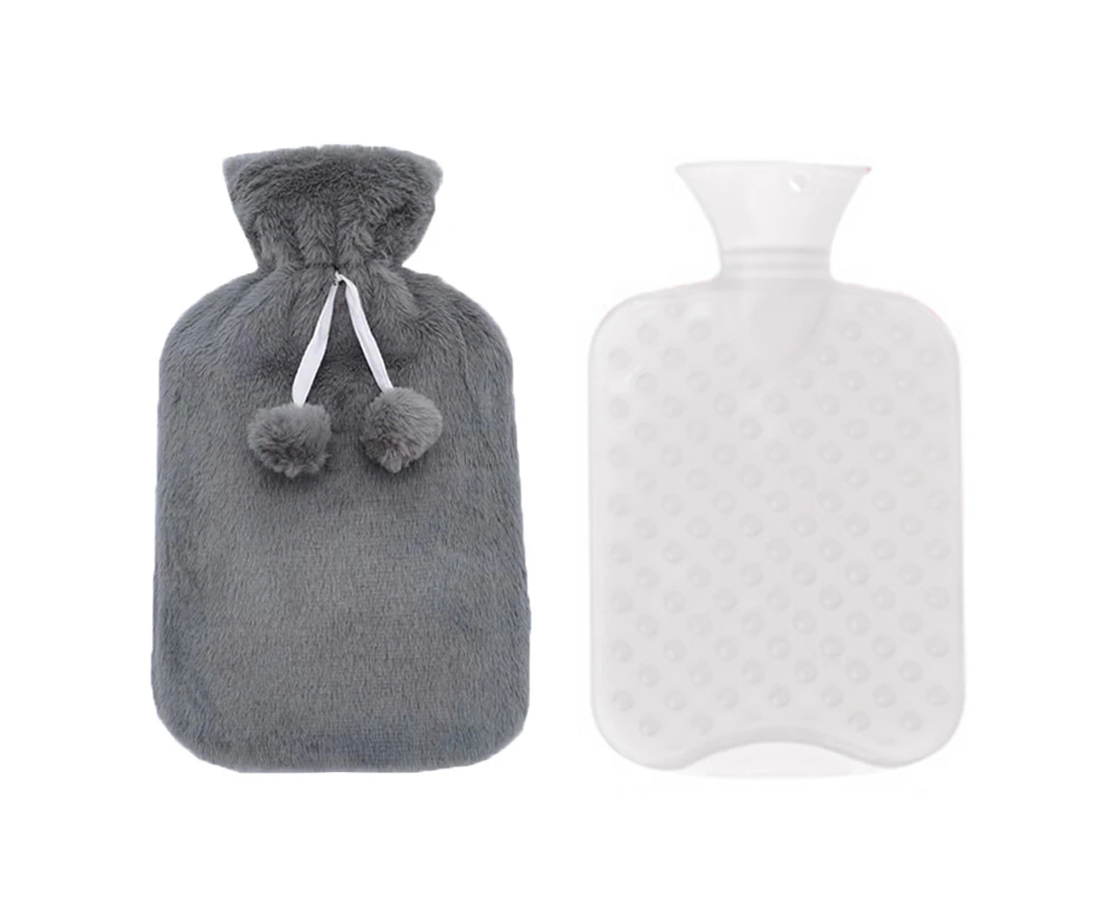 Hot Water Bottle (2 Liter), for Pain Relief, Menstrual Cramps, Neck and Shoulders, Hot Cold Therapy,dark grey