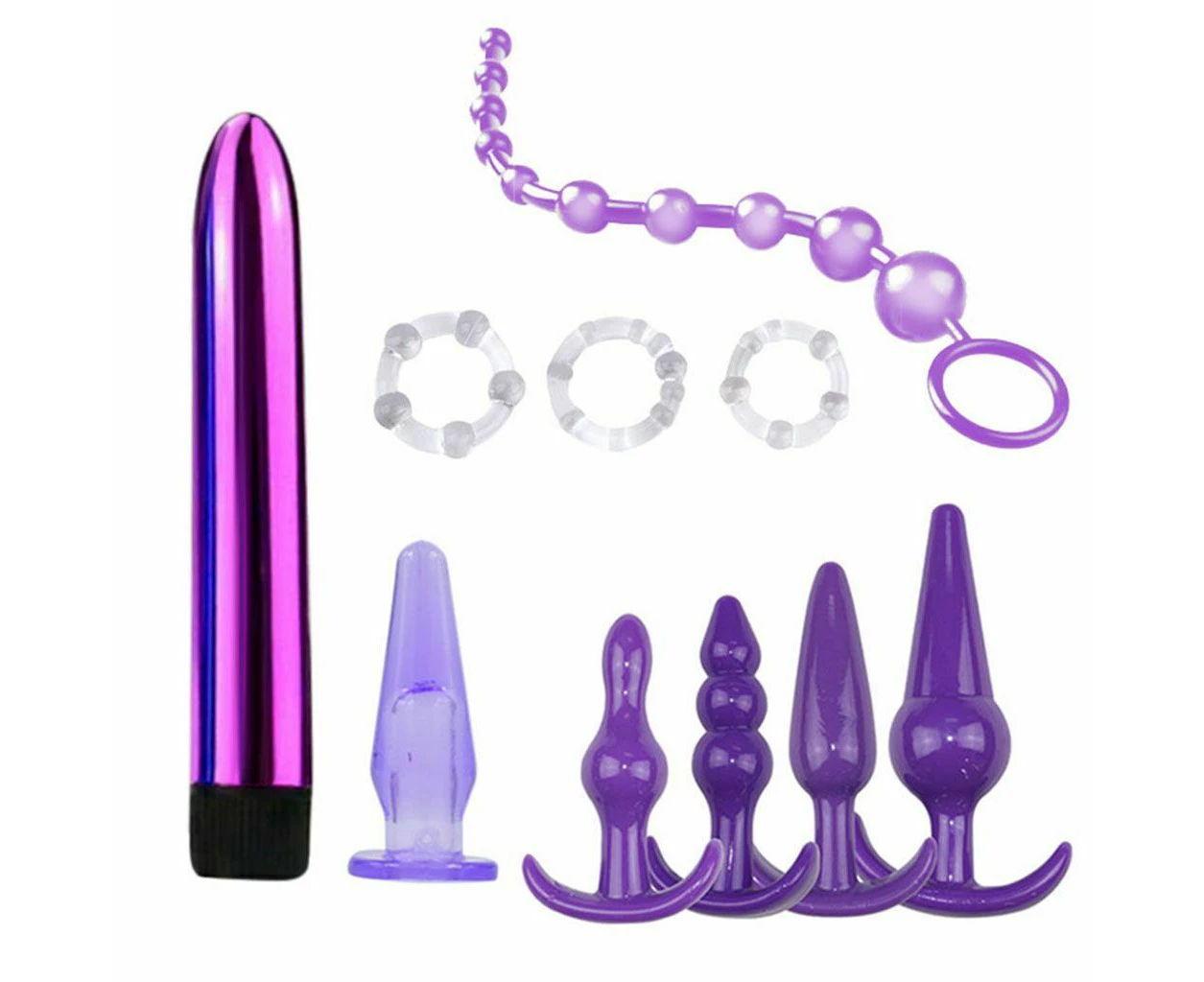 10 PCS Sex Toys for Couples Vibrator Massager Anal Butt Plug G-spot Waterproof-Purple