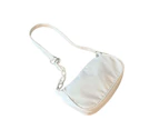Strap Bag Smooth Surface Smooth Zipper Elegant Temperament Women Casual Underarm Bag for Dating White
