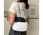 Strap Bag Smooth Surface Smooth Zipper Elegant Temperament Women Casual Underarm Bag for Dating White