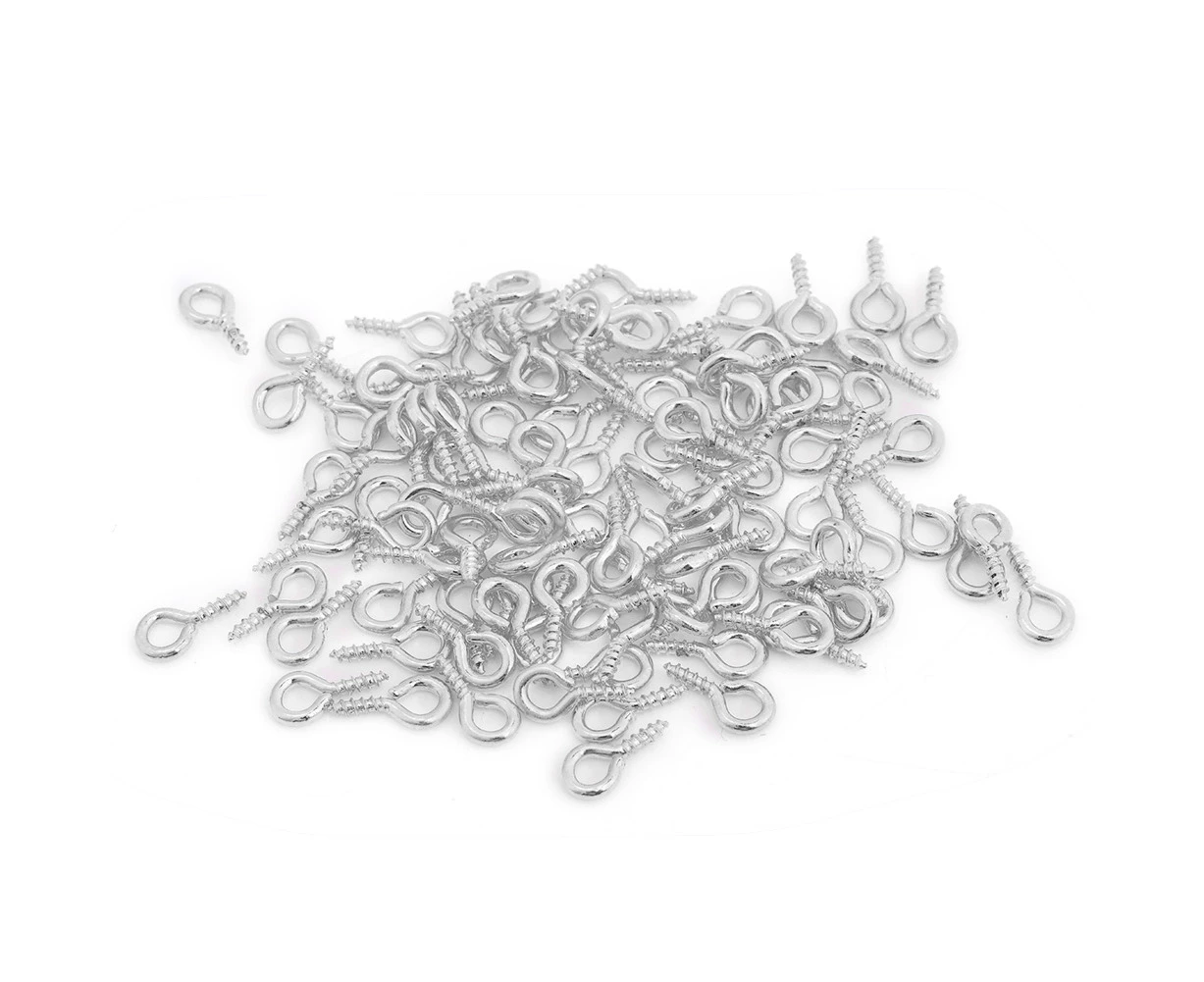 100Pcs Diy Metal Screw Eye Pin Drill Hook Loop Clay Resin Jewelry Findings Accessory (Silver)