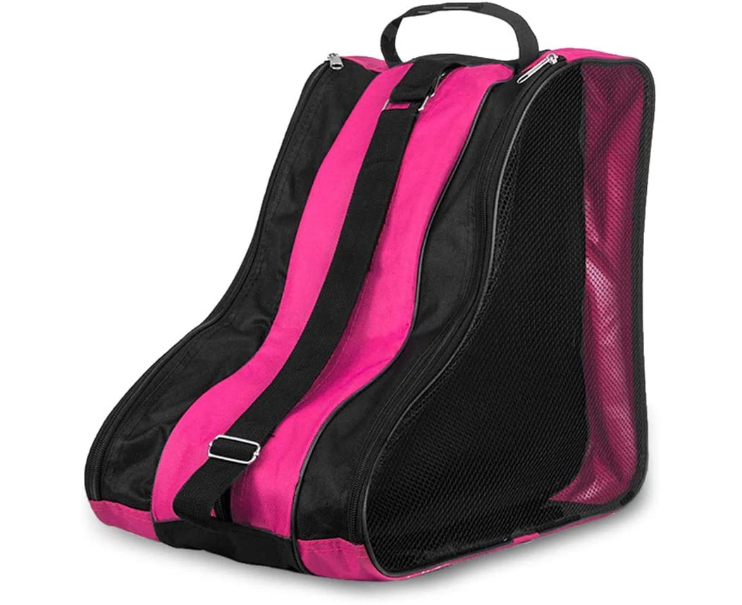 3-Layer Breathable Skate Carrying Bag For Kids Roller Skates Inline Skates Ice Skates Water-Resistant Ice Skate Bag - Pink