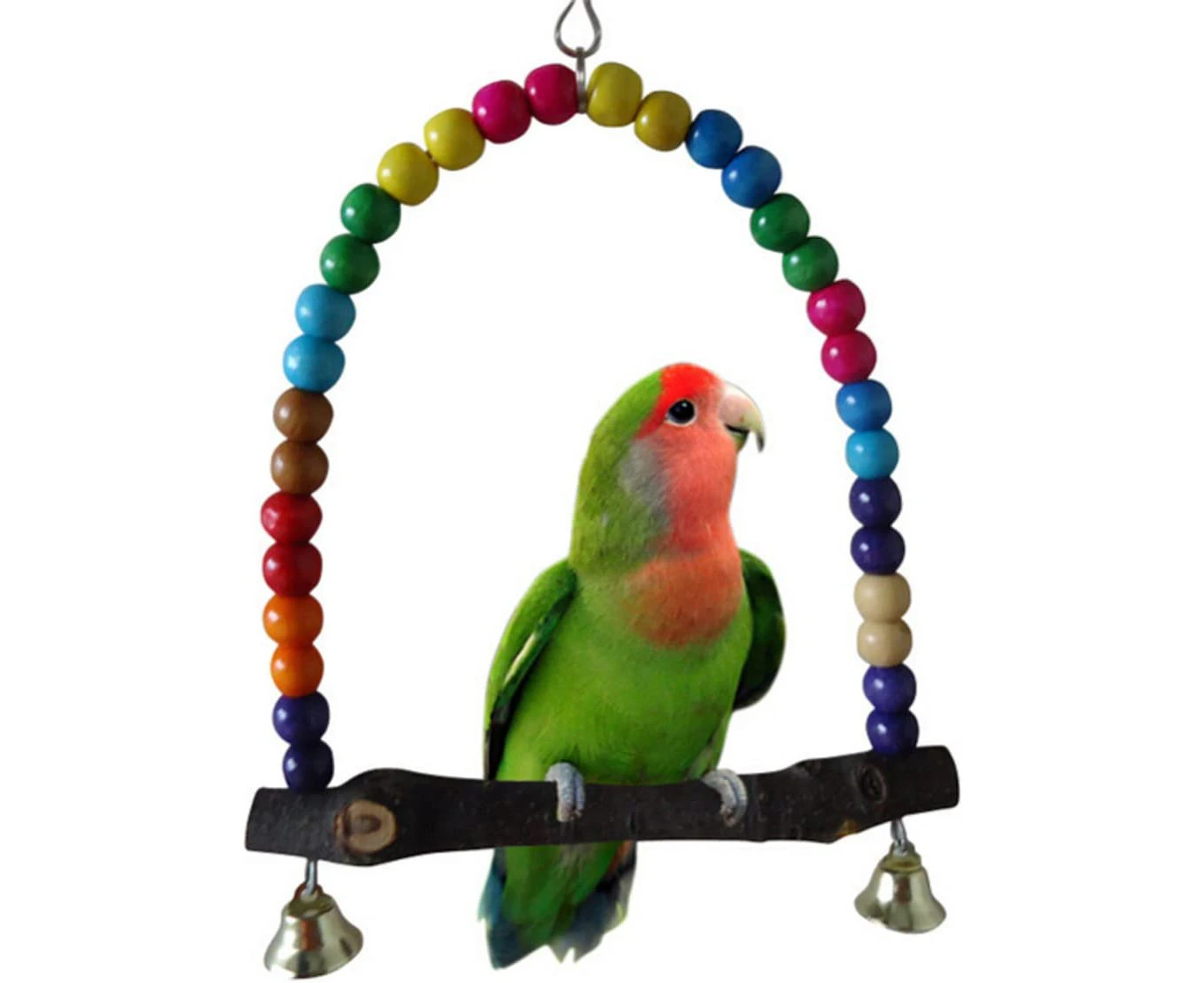 Bird Swing, Multi-Color 15cm Wooden Bird Swings Budgie Swing Toys