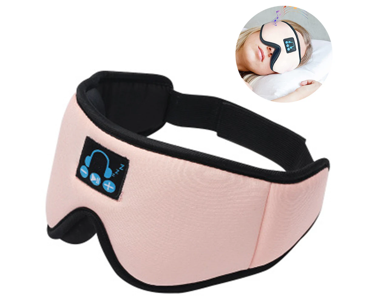 Sleep Mask with Bluetooth Headphones, 3D Sleeping Blackout Eye Cover with Ultra-Thin Stereo Speakers & Mic, Perfect for Side Sleeper - Pink