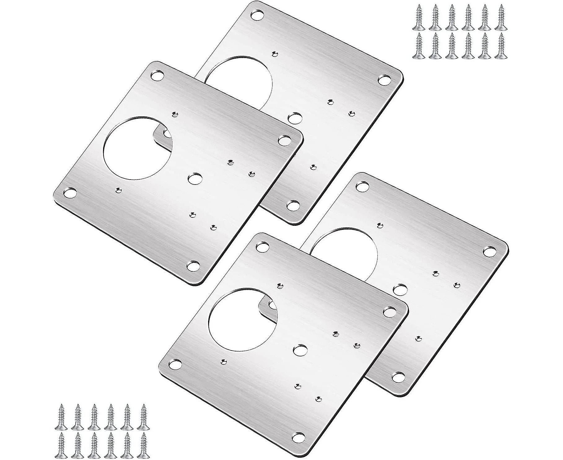 4 Pieces Cabinet Hinge Repair Plate With Hole, Repair Brackets Plates, Hinge Repair Kit