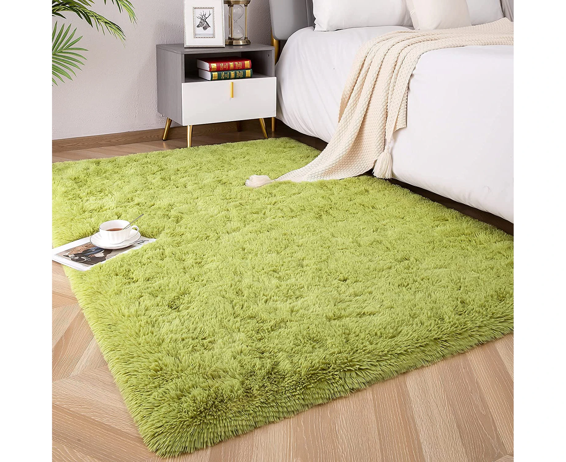 Soft Fluffy Area Rugs for Bedroom Kids Room Plush Shaggy Nursery Rug Furry Throw Carpets Boys Girls College Dorm Fuzzy Rugs Living-1.3x2 Feet-Green Grass