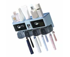 Toothbrush Shelf Punch Free Wall Mounted Mouthwash Cup Holder Toilet Storage Rack Blue 4 Cups