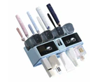 Toothbrush Shelf Punch Free Wall Mounted Mouthwash Cup Holder Toilet Storage Rack Blue 4 Cups