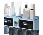 Toothbrush Shelf Punch Free Wall Mounted Mouthwash Cup Holder Toilet Storage Rack Blue 4 Cups