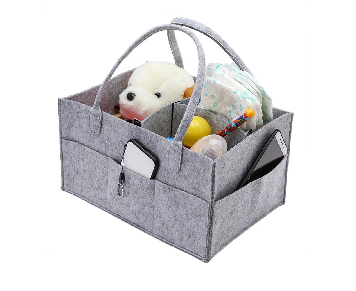 Baby Diaper Bag - Nursery Storage Bin and Car Organizer for Diapers,gray