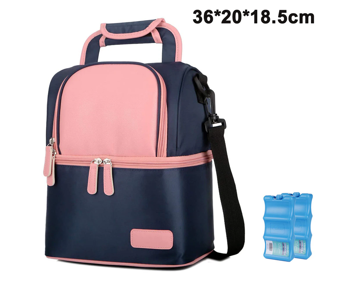 Breast Milk Baby Bottle Cooler Bag/Waterproof Baby Milk Bag Freezer/Mommy Travel Backpack/Portable-Navy Blue