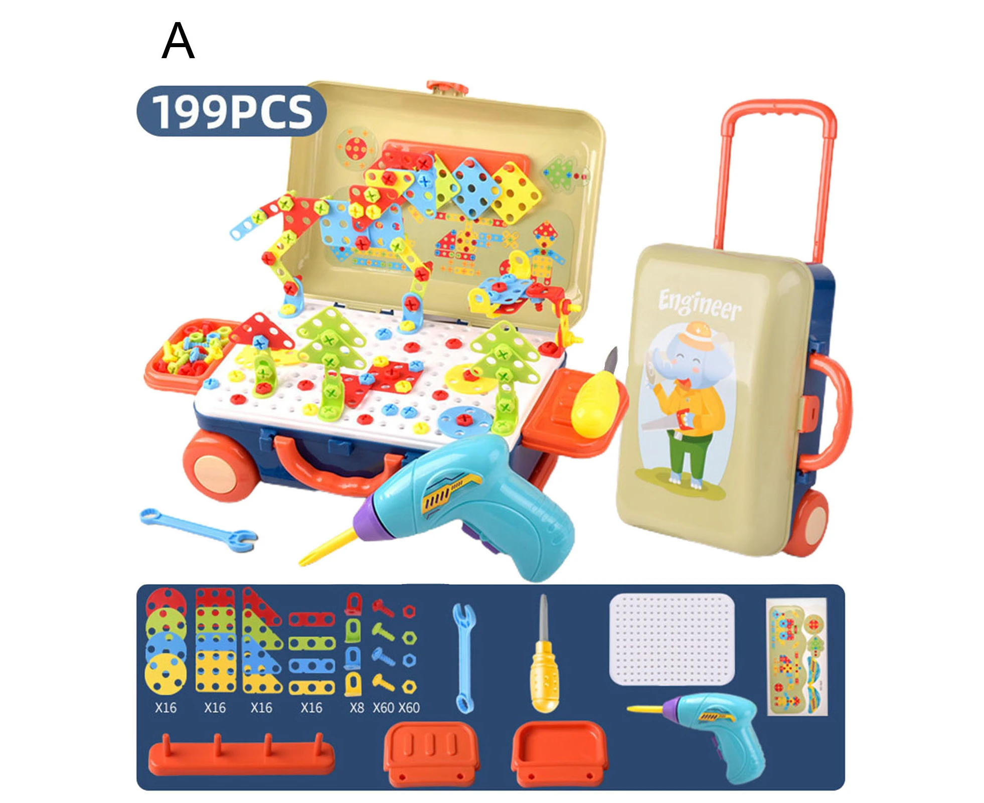 Children Pretend Play Portable Suitcase Medical Tool Set Simulation Toy Gift- A