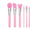 Silicone Makeup Brush Set With Plastic Handle Pack Colour Pink