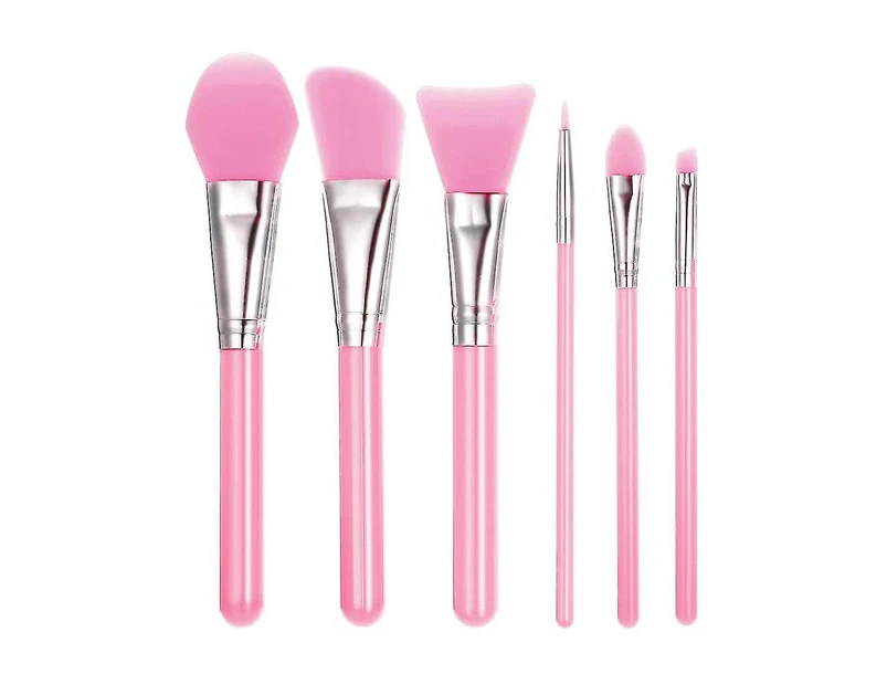 Silicone Makeup Brush Set With Plastic Handle Pack Colour Pink