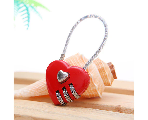 Mini Heart Shape 3 Code Resettable Luggage Suitcase Bag Travel Lock Padlock