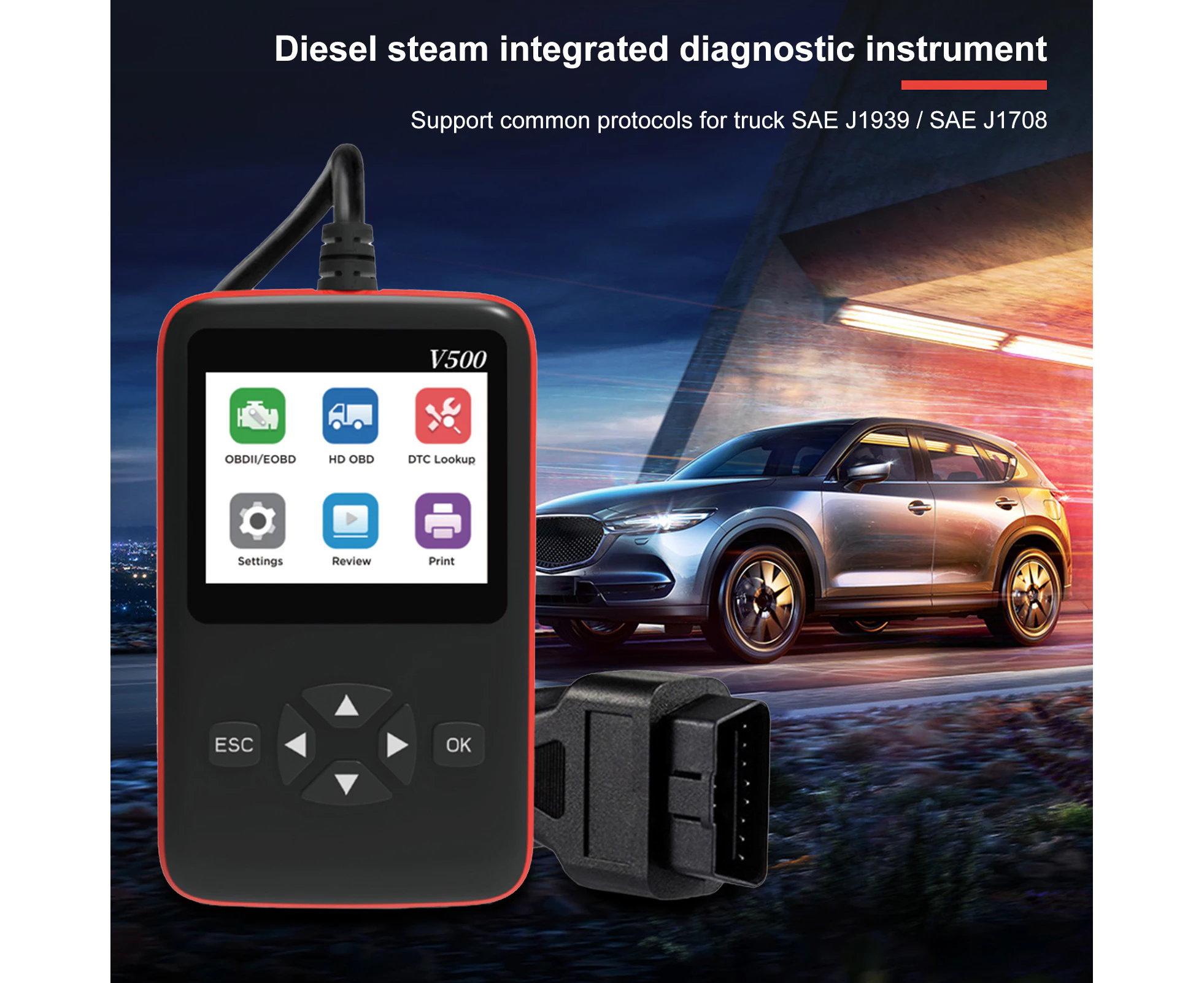 V500 Diagnostic Scanner Fault Query Plug Play Black Fast Detection OBD Truck Code Reader for Car