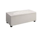 Large Fabric Storage Ottoman - Beige