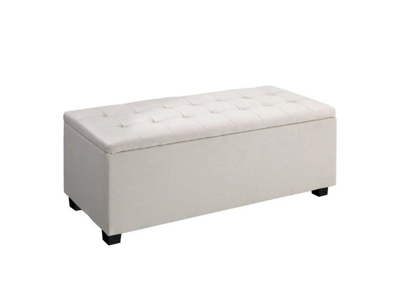 Large Fabric Storage Ottoman - Beige