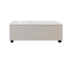 Large Fabric Storage Ottoman - Beige