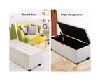 Large Fabric Storage Ottoman - Beige