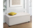 Large Fabric Storage Ottoman - Beige