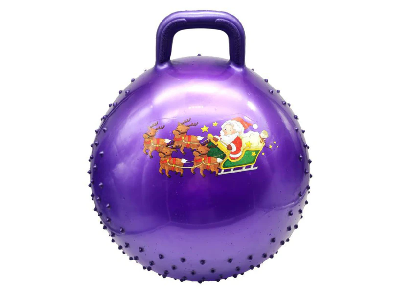 PVC Yoga Ball Set Anti-burst Inflatable Christmas Theme Handle Bouncy Ball Set for Physical Fitness - Purple