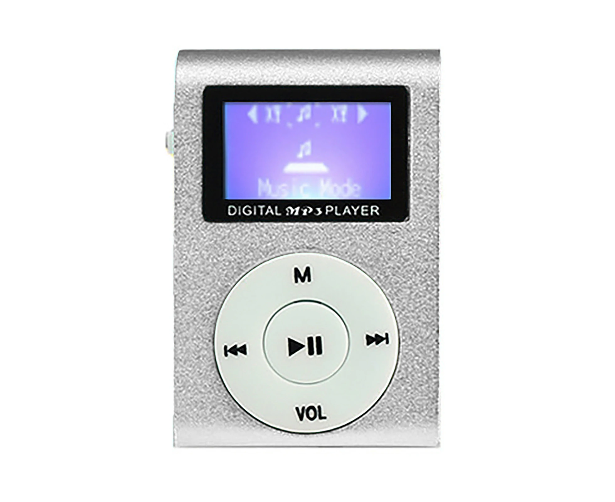 Mini MP3 Player LCD Screen Support TF Card Metal Clip USB Sports Music Walkman for Running - Silver