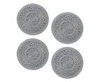 4Pcs Coaster Non-slip Good Heat Insulation Ultra-thin Nordic Hollow Gilding Dining Table Cup Mat for Home Silver