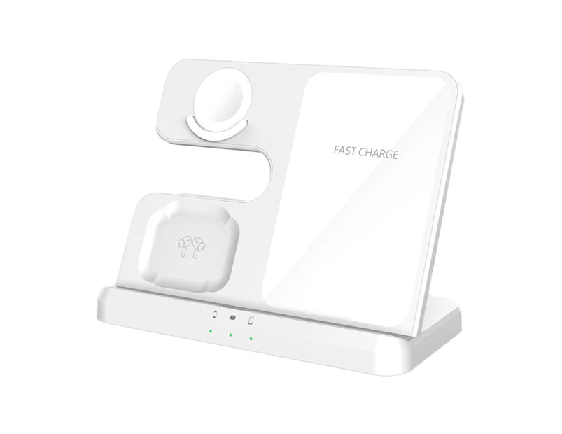 3 in 1 Wireless Charging Station for Galaxy Watch and Buds,Support wireless charging phone White