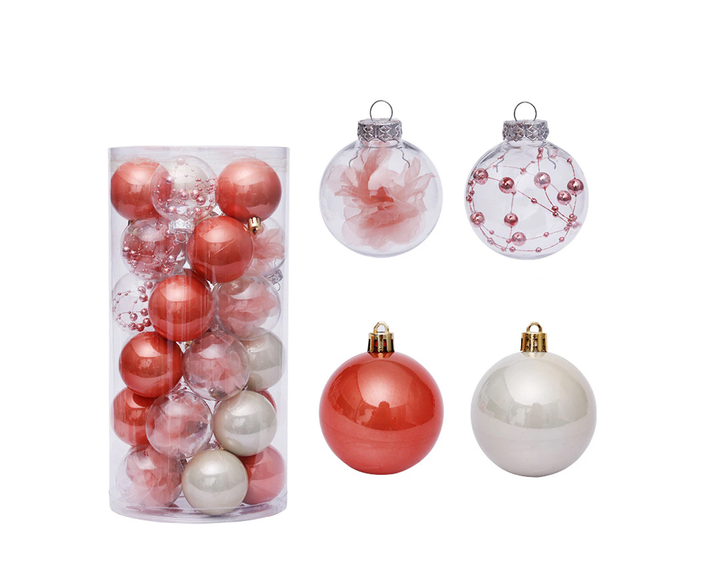 30Pcs 6cm/2.36” Christmas Ball Christmas Tree Baubles Shatterproof Plastic Xmas Tree Decorations Christmas Balls Ornament Hanging Pendants Party Festival D