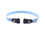 Elastic Belt Buckle-Free Adjustable Faux Leather Men Women Hassle Strap Band Fashion Accessory Light Blue