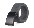 Unisex Military Casual Solid Color Plain Webbing Canvas Waist Belt Waistband Deep Gray