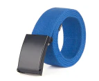 Unisex Military Casual Solid Color Plain Webbing Canvas Waist Belt Waistband Blue