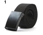 Unisex Military Casual Solid Color Plain Webbing Canvas Waist Belt Waistband Deep Gray