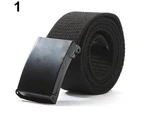 Unisex Military Casual Solid Color Plain Webbing Canvas Waist Belt Waistband Blue