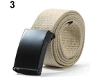 Unisex Military Casual Solid Color Plain Webbing Canvas Waist Belt Waistband Blue