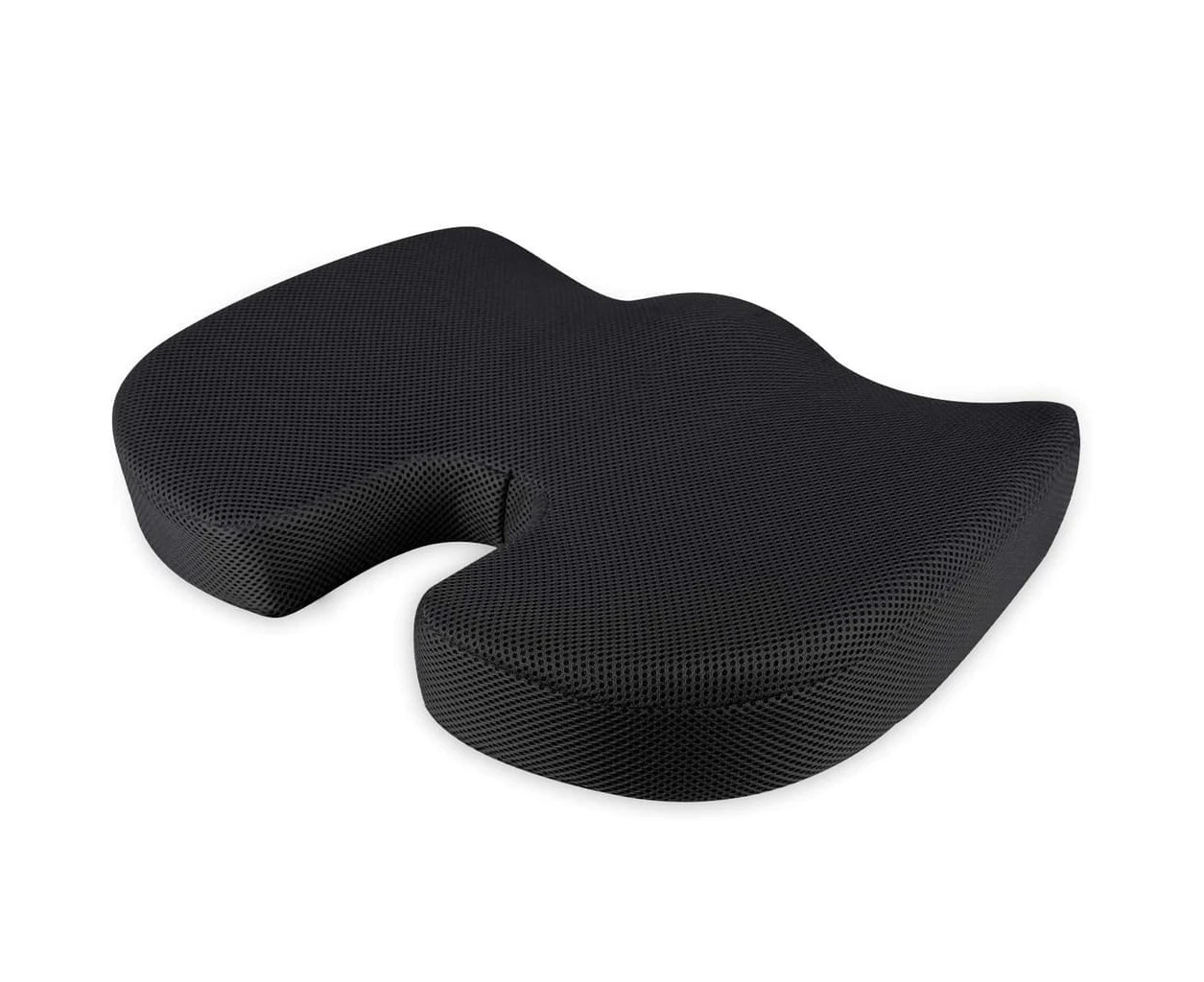 Orthopedic Seat Cushion For Coccyx Cushion Made From Optimized Visco-Memory Foam Mesh Patterns (Black)