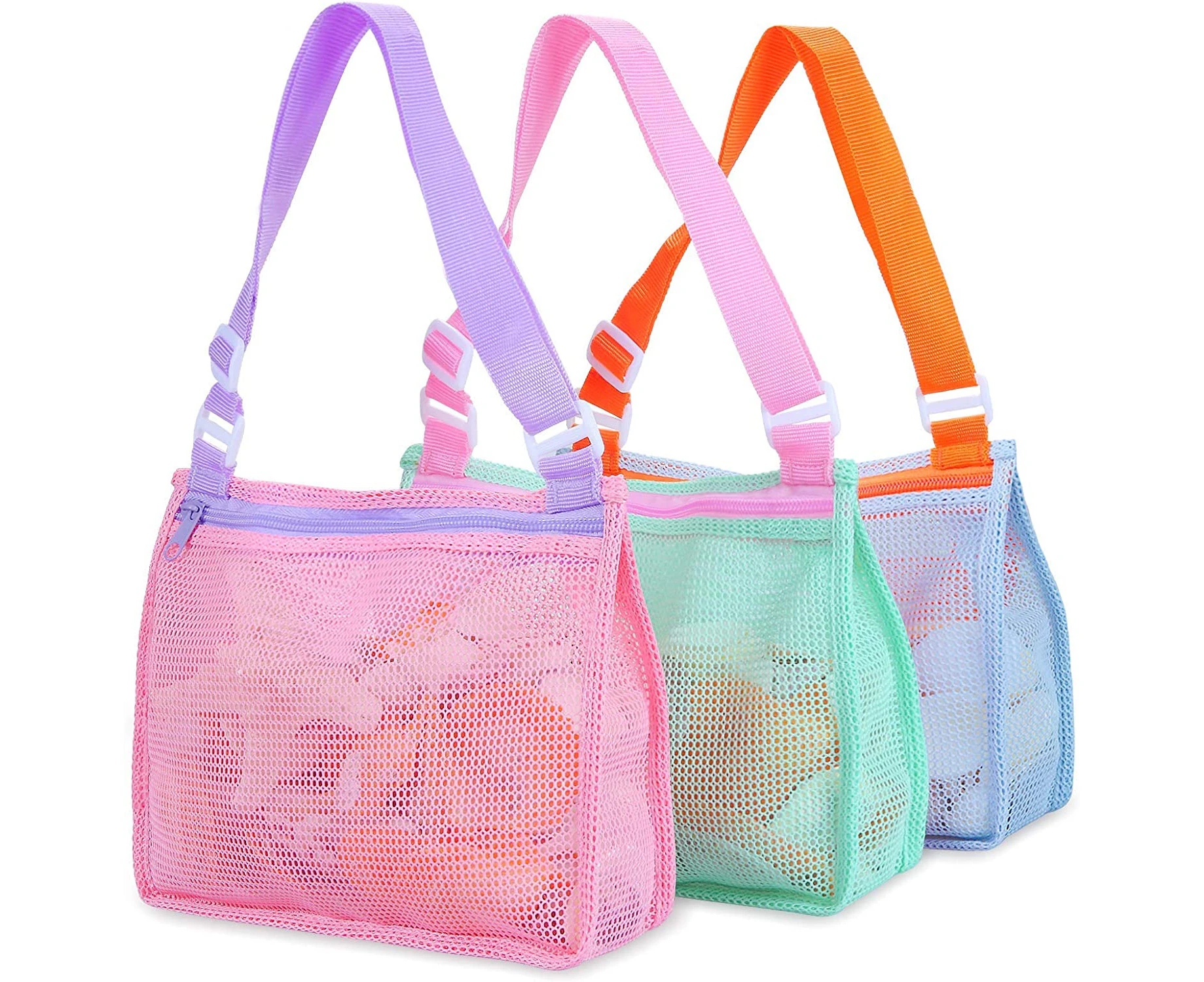 3 Sand Beach Toy Mesh Sand Bags, Children'S Shell Collection Bags, Handbag Can Accommodate Shell Sand Beach Toys, Boys And Girls Swimming Accessories.