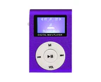 Mini MP3 Player LCD Screen Support TF Card Metal Clip USB Sports Music Walkman for Running - Purple