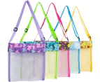 Beach Toys Shell Bags Kids Beach Bag 5Pcs Colorful Mesh Beach Bags Kids Seashell Mesh Bag (Set Of 5)