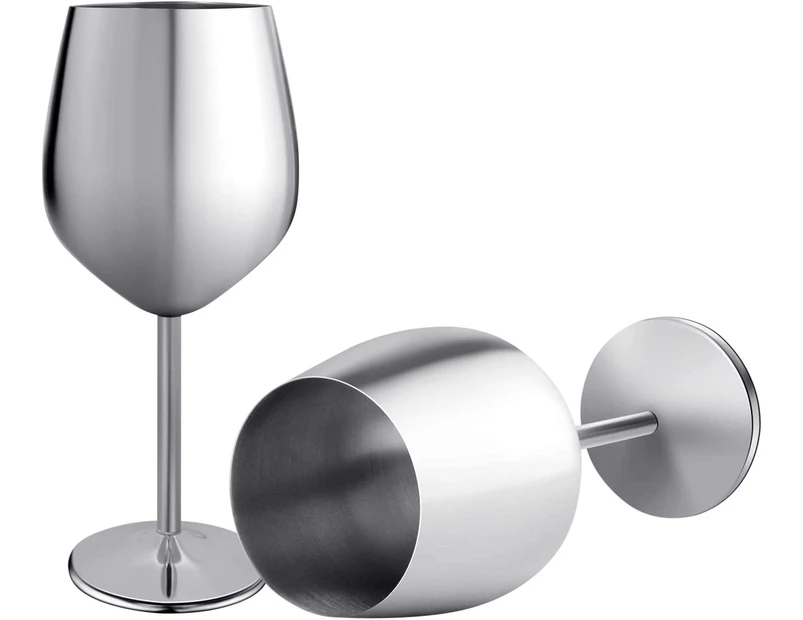 2PCS Premium Grade Stainless Steel Wine Glasses, Double-Walled Insulated Unbreakable Goblets Stemmed Wine Glass BPA-Free