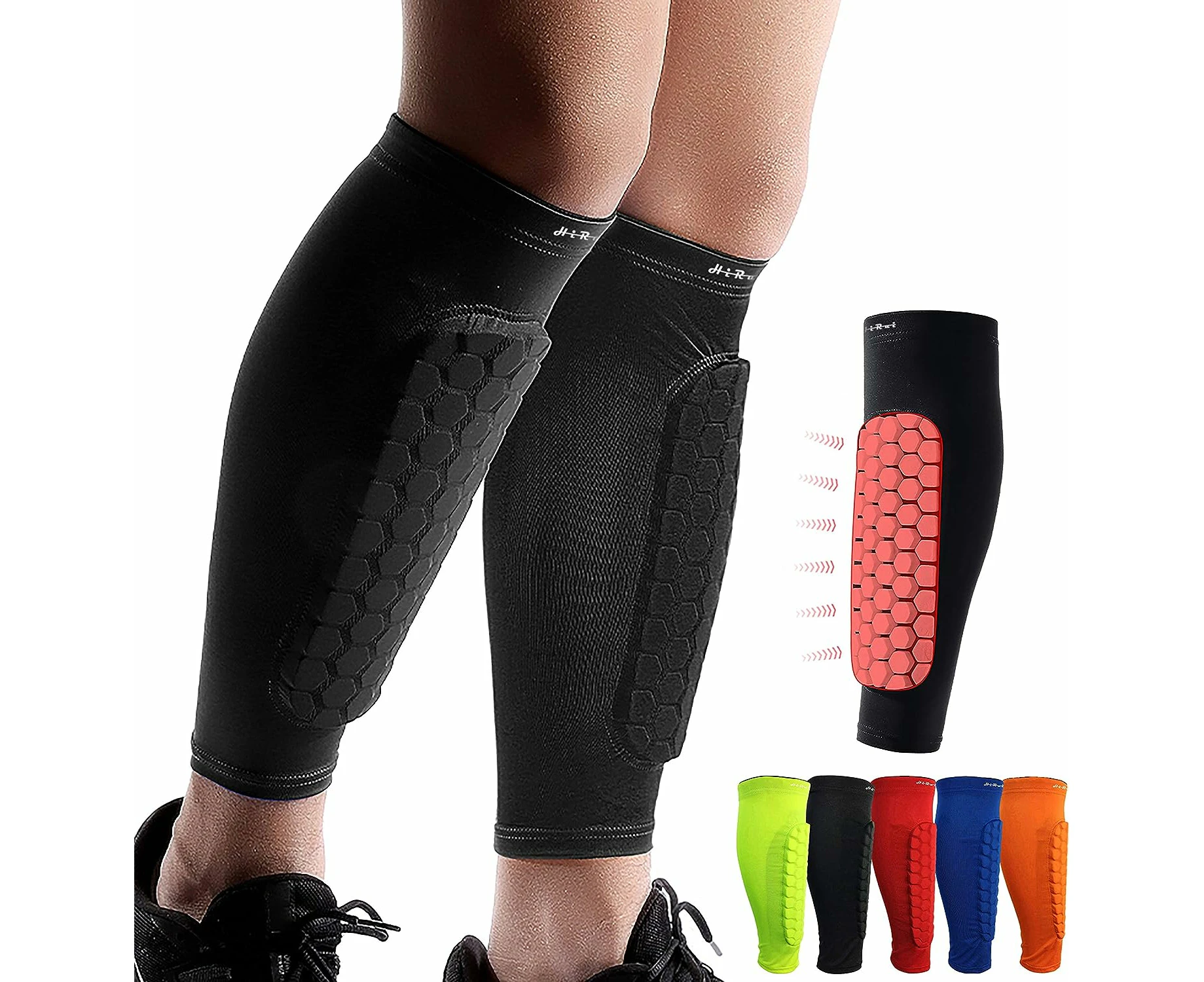 Soccer Shin Guards Shin Pads For Kids Youth Adult, Calf Compression Sleeve With Honeycomb Pads, Support For Shin Splint Baseball Boxing Kickboxing Mtb, Lig