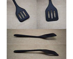 Heat Resistant Slotted Spatula Food Grade Silicone One Piece Design Fish Turner for Home-Black