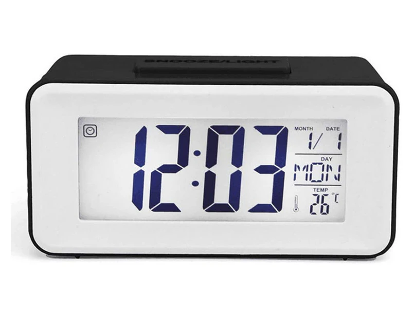 Digital Alarm Clock Digital Clock Led Alarm Clock Date Temperature Snooze 8 Music Sleep Battery Powered (Black)