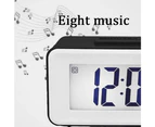 Digital Alarm Clock Digital Clock Led Alarm Clock Date Temperature Snooze 8 Music Sleep Battery Powered (Black)