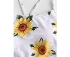 Women's Leaf Print Lace Up Ruched High Waisted Tankini Set Swimsuit - Yellow