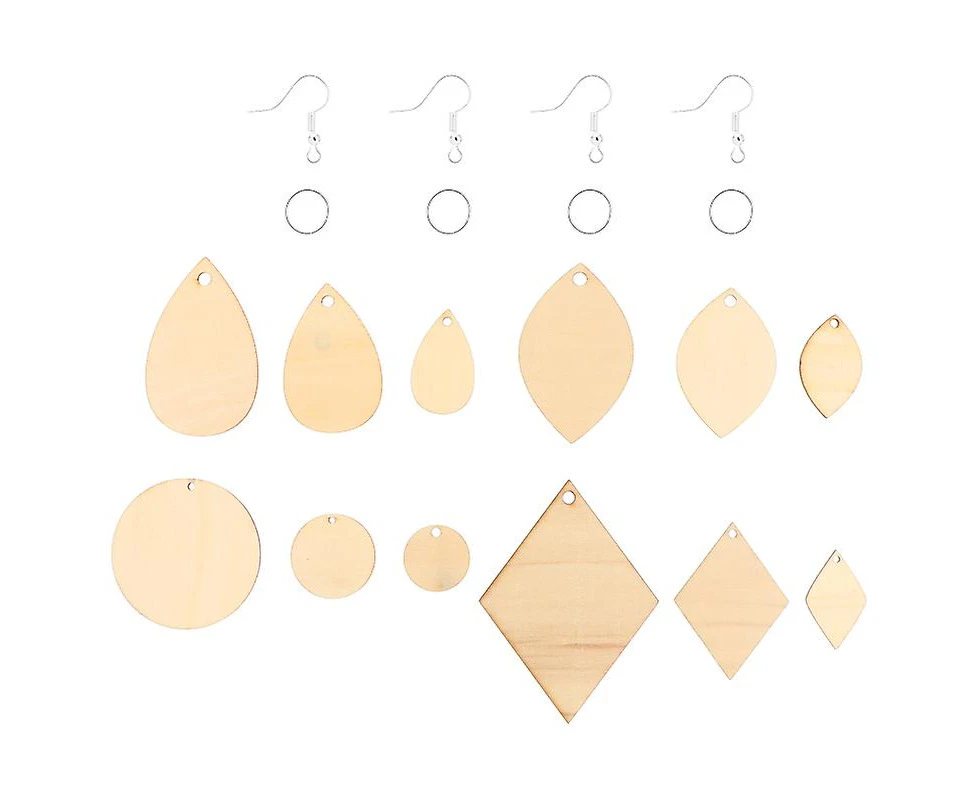 1 Set/20pcs  Unfinished Wooden Earrings Blank Wooden Pendant Earrings Wood Charm