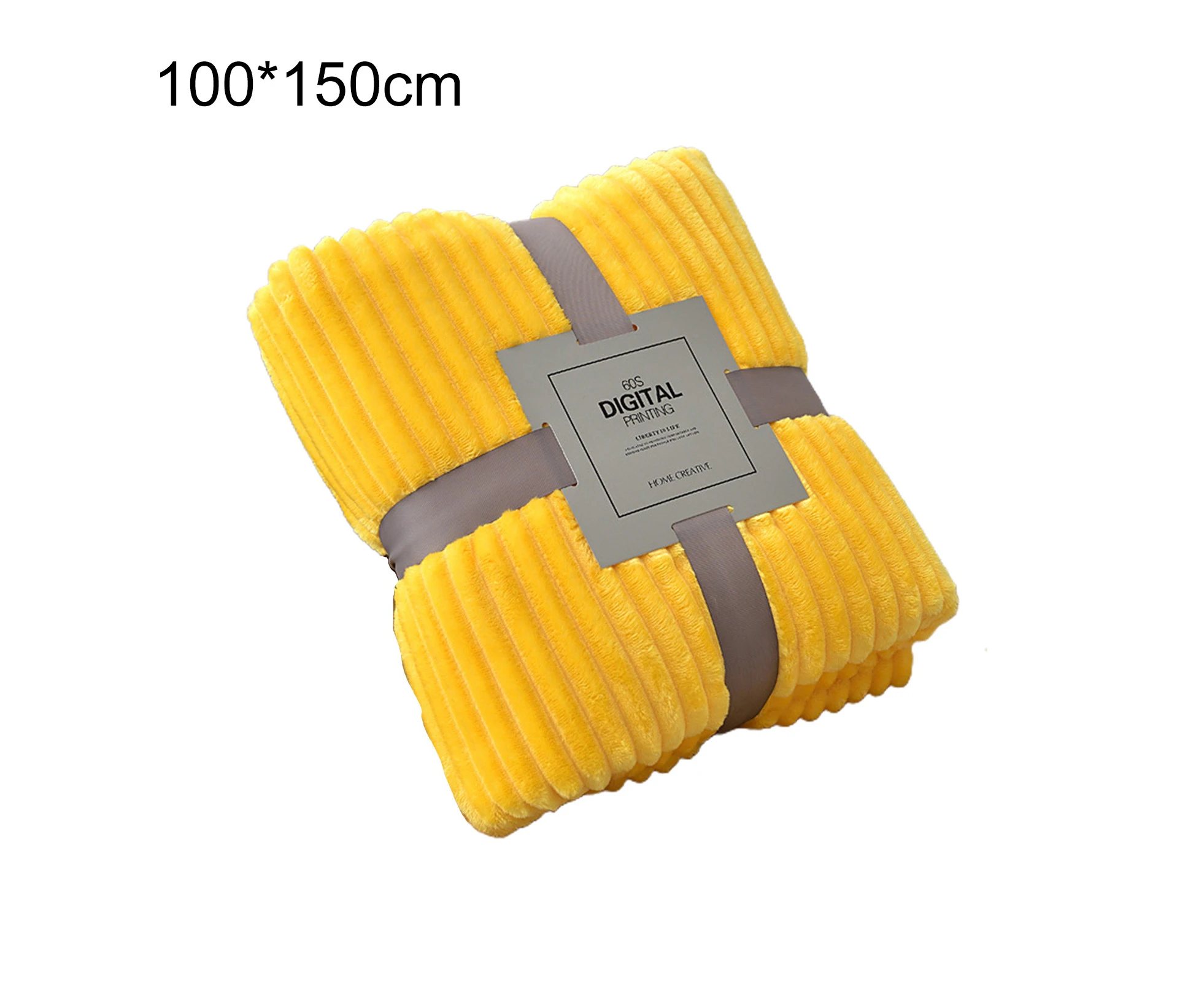 Sunshine Skin-friendly Soft Throw Blanket Polyester Air Conditioned Blanket for SofaBright Yellow